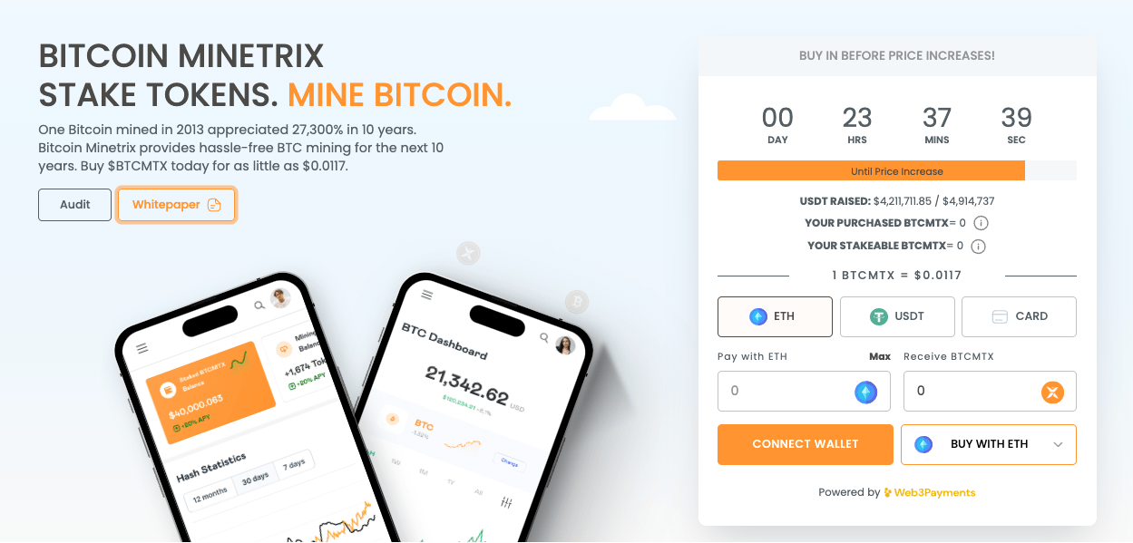 Bitcoin Minetrix, a stake-to-mine project, raises over $4m in presale - 3